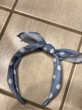 Light Blue Polka Dot Knot Headband